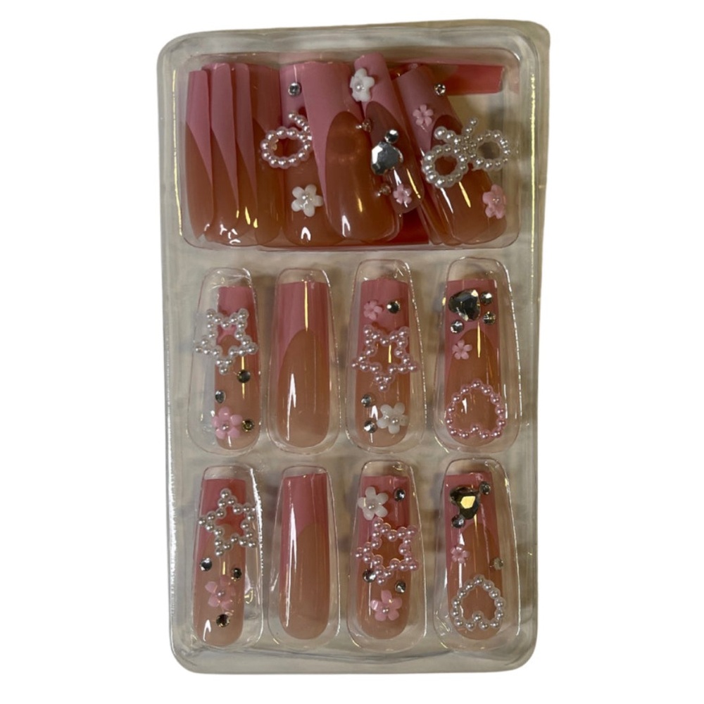 Pressies Pink Mani with Charms